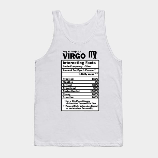 Virgo Zodiac Personality Traits - Male Female Gender Neutral Tank Top by WendyMarie